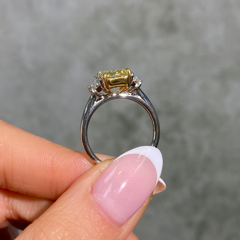 2.67ct Fancy Yellow Cushion Diamond Engagement Ring