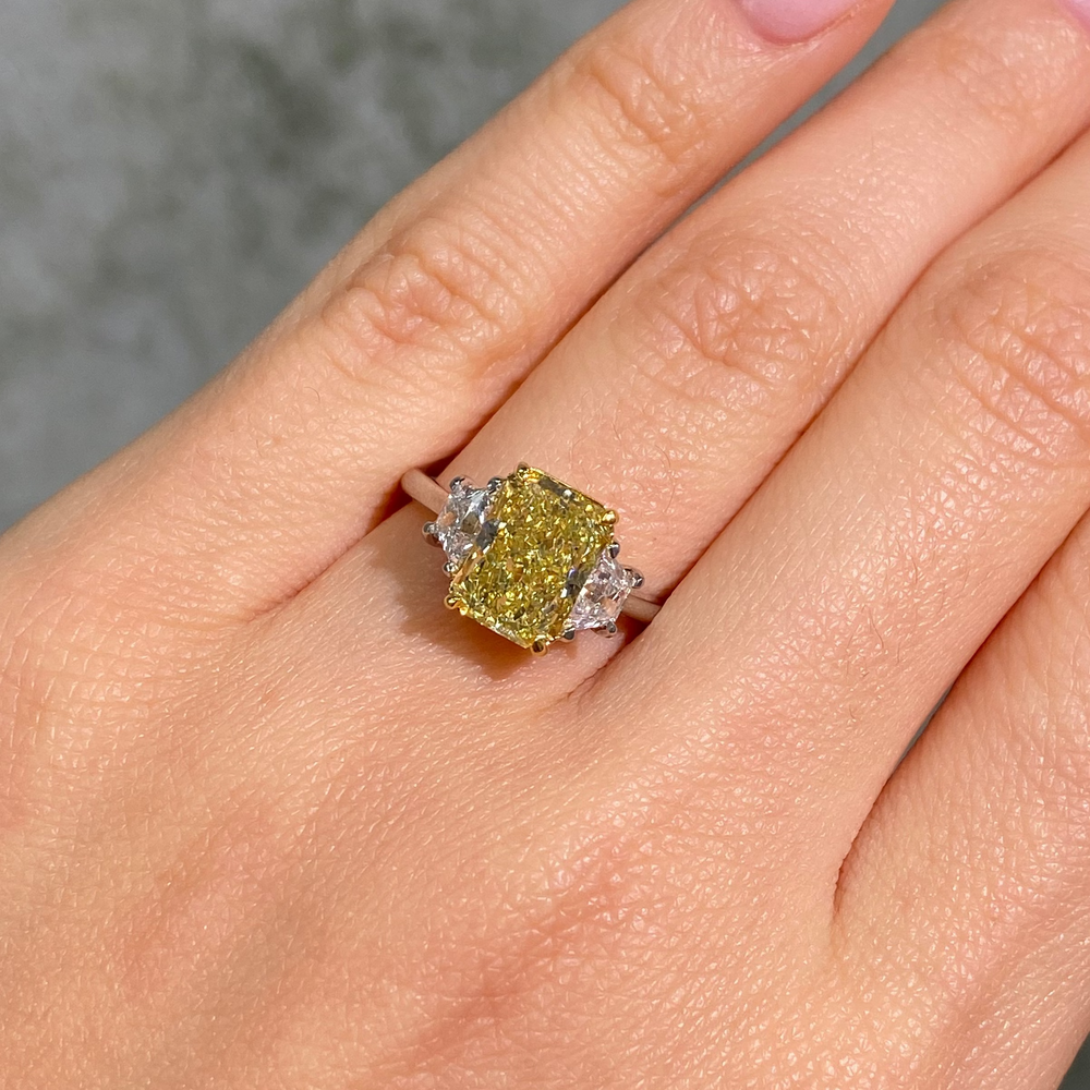 2.67ct Fancy Yellow Cushion Diamond Engagement Ring