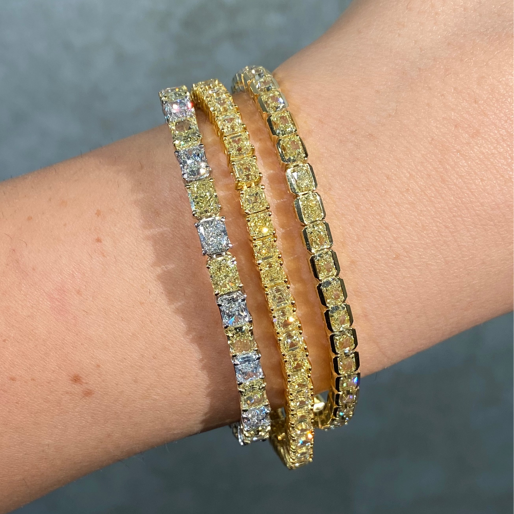12 Carat Fancy Yellow Diamond Bezel Set Tennis Bracelet