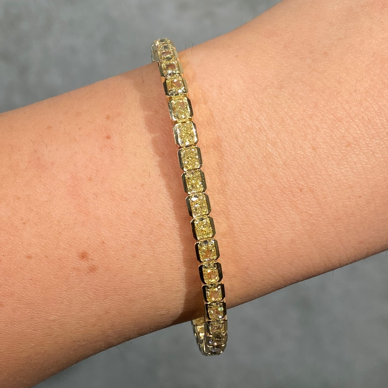 12 Carat Fancy Yellow Diamond Bezel Set Tennis Bracelet