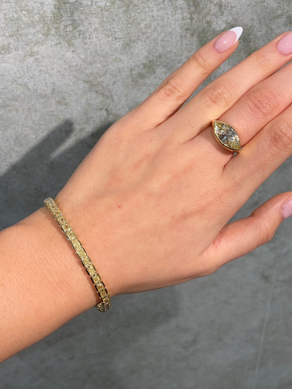 12 Carat Fancy Yellow Diamond Bezel Set Tennis Bracelet