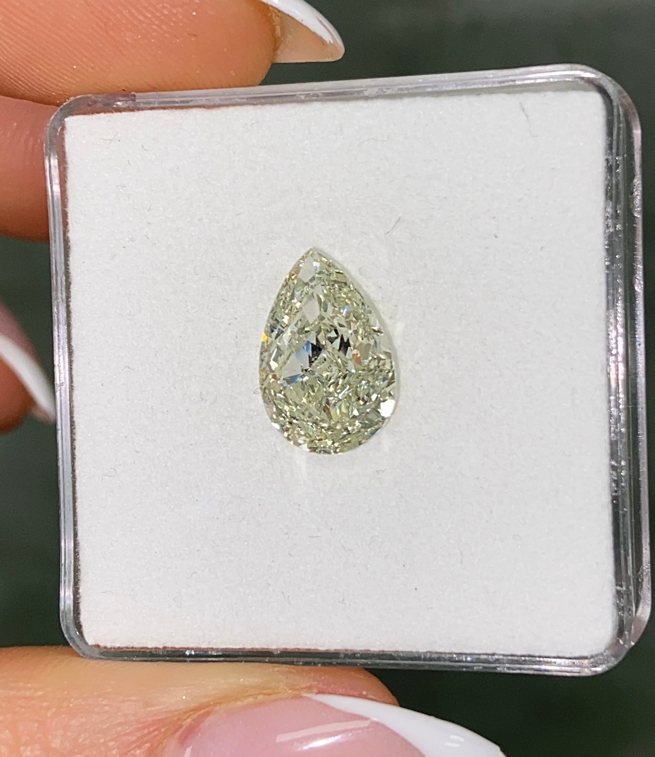 3.79ct Fancy Light Grayish Yellowish Green Pear Cut Diamond