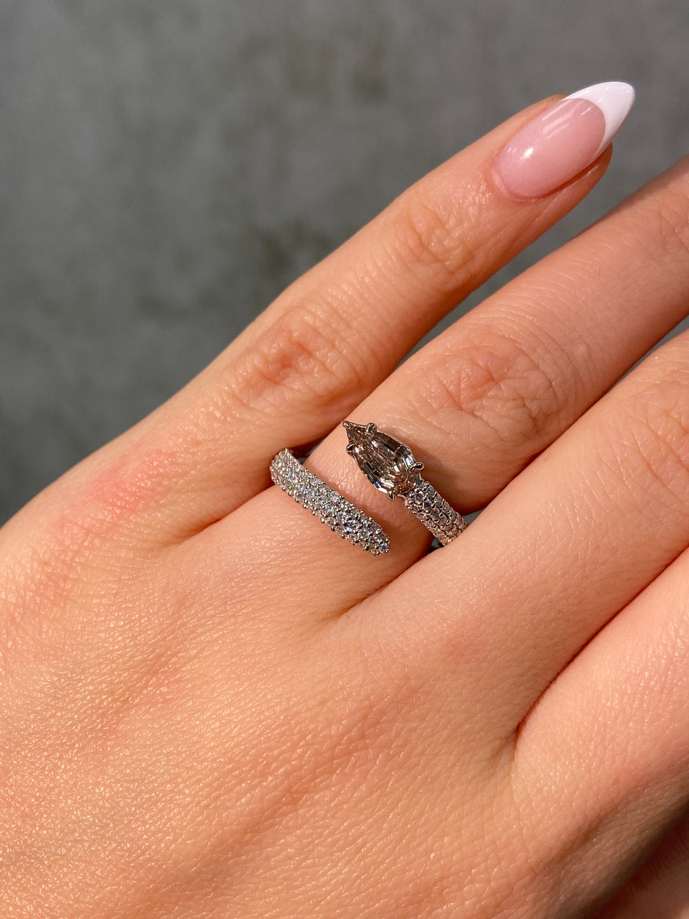 Champagne Diamond Pavé Spiral Ring in Platinum