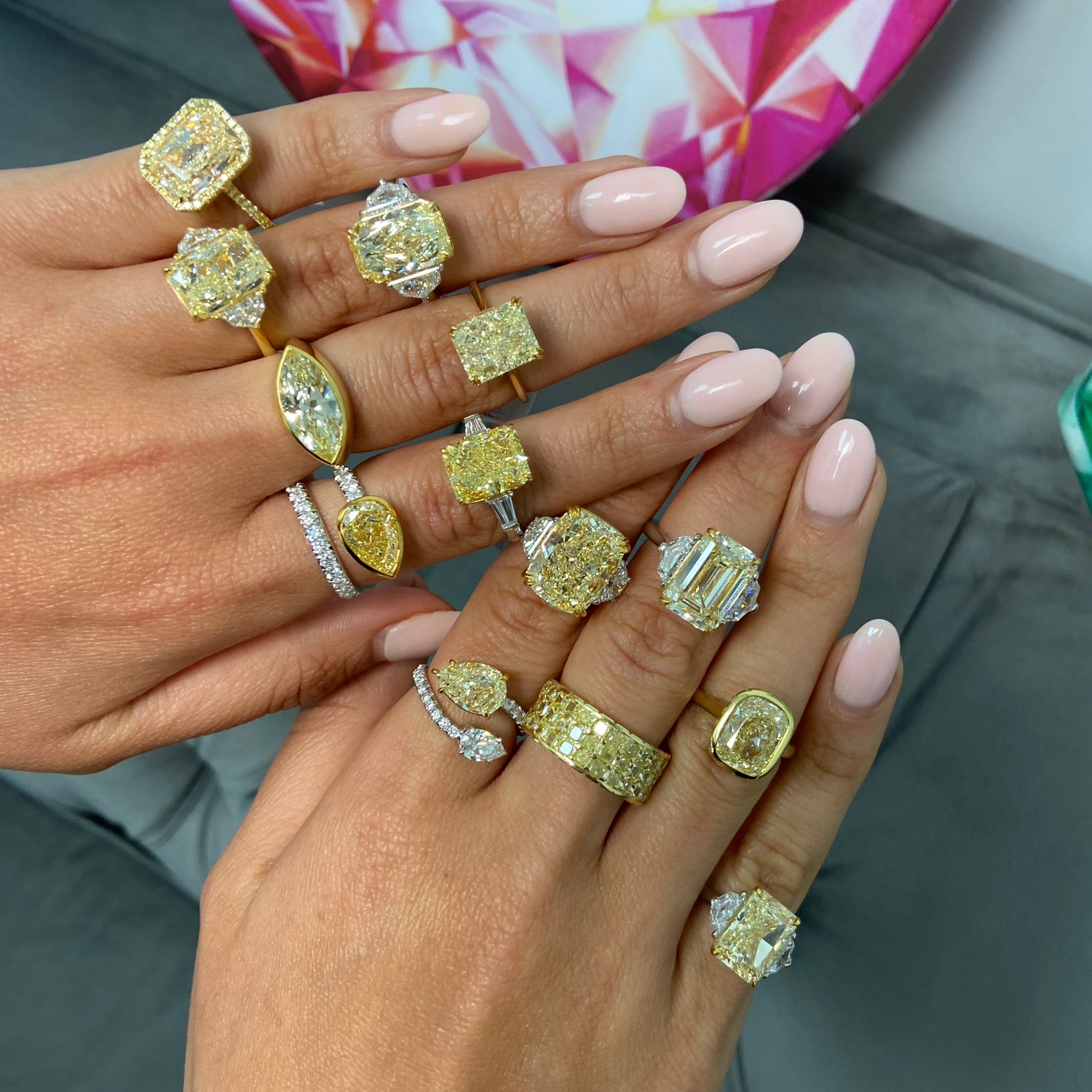 Natural 5ct Yellow Emerald diamond engagement ring — Rare Colors by Namdar NYC