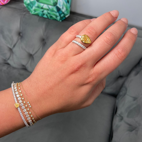 Yellow DIamond in Bezel Spiral Ring