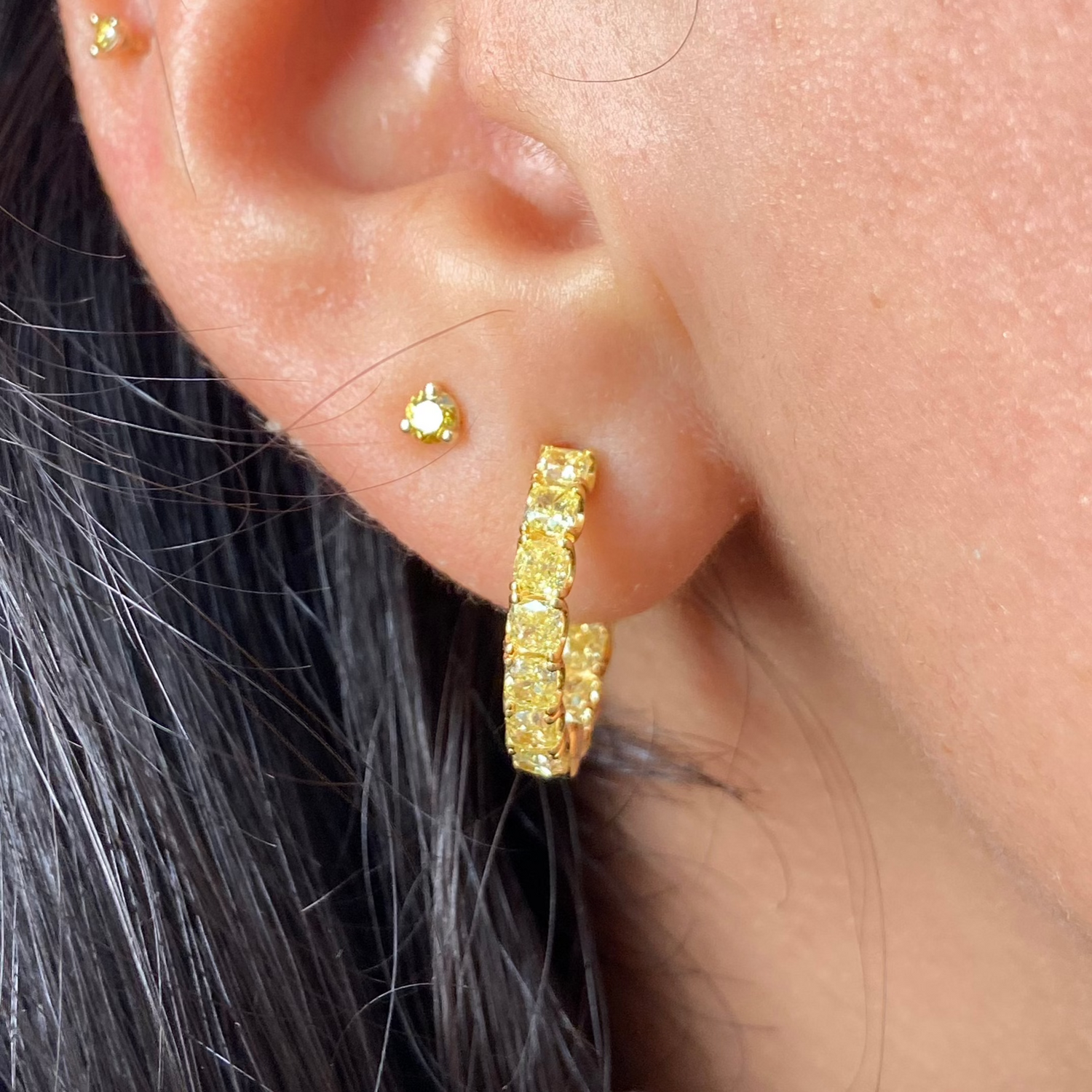 Rare Colors by Namdar Yellow diamond hoop earrings, New York City