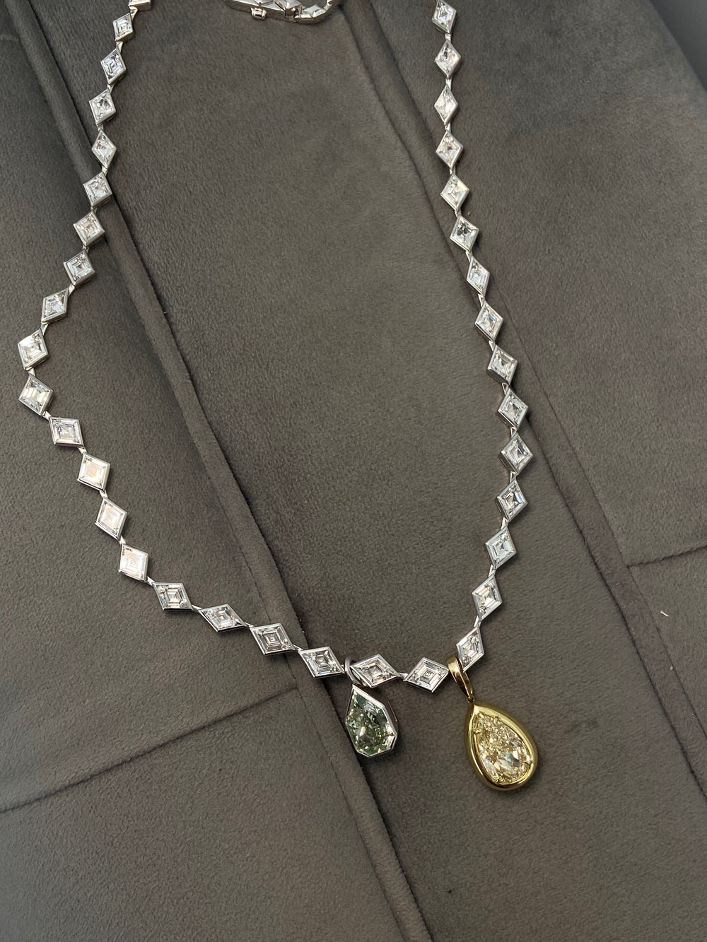 Green diamond necklace by Rare Colors by Namdar, New York City