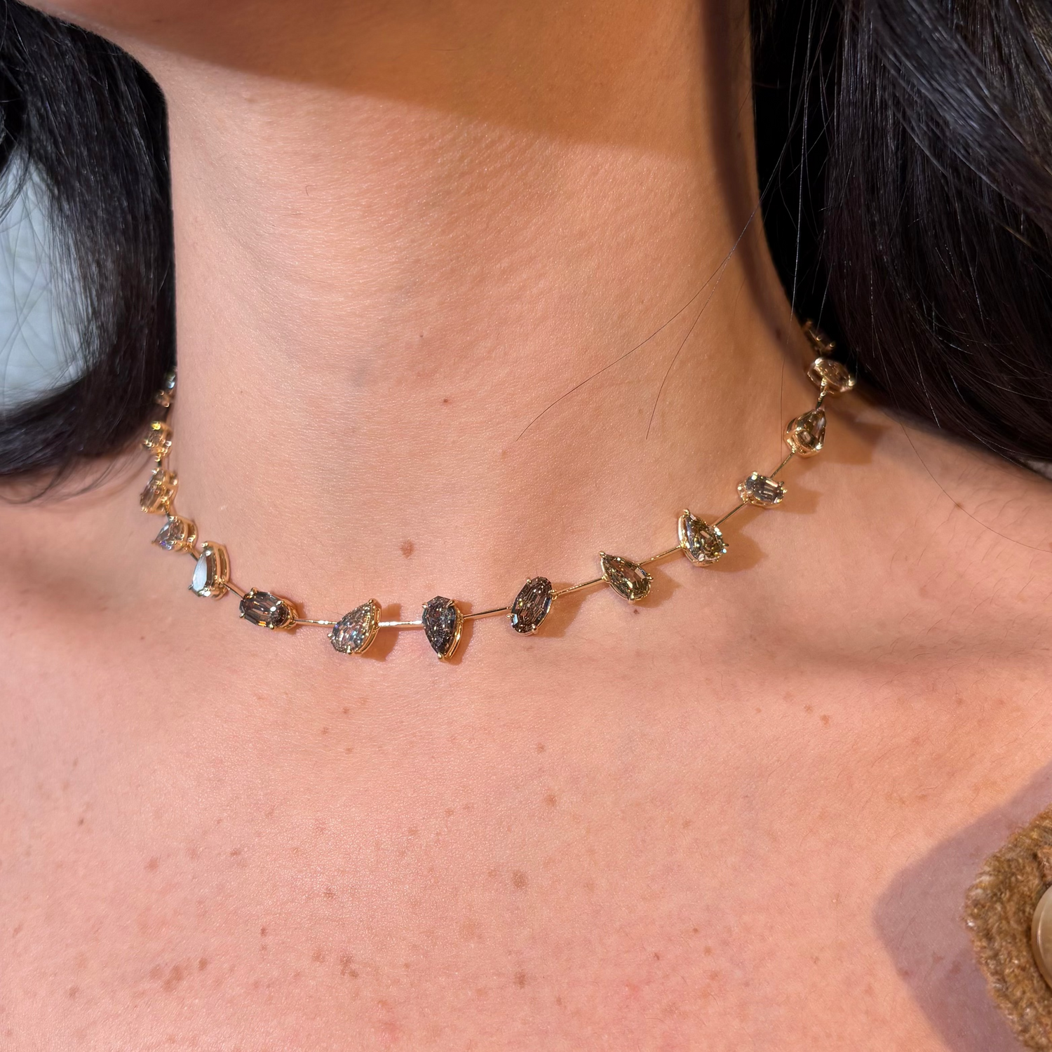 28 Carat Champagne Diamond Organized Chaos Necklace