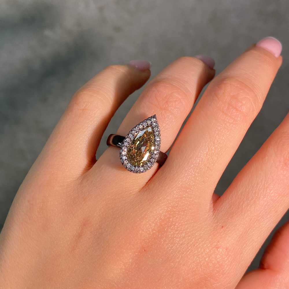 Rare Colors by Namdar 3ct Champagne Pear diamond engagement ring, New York City