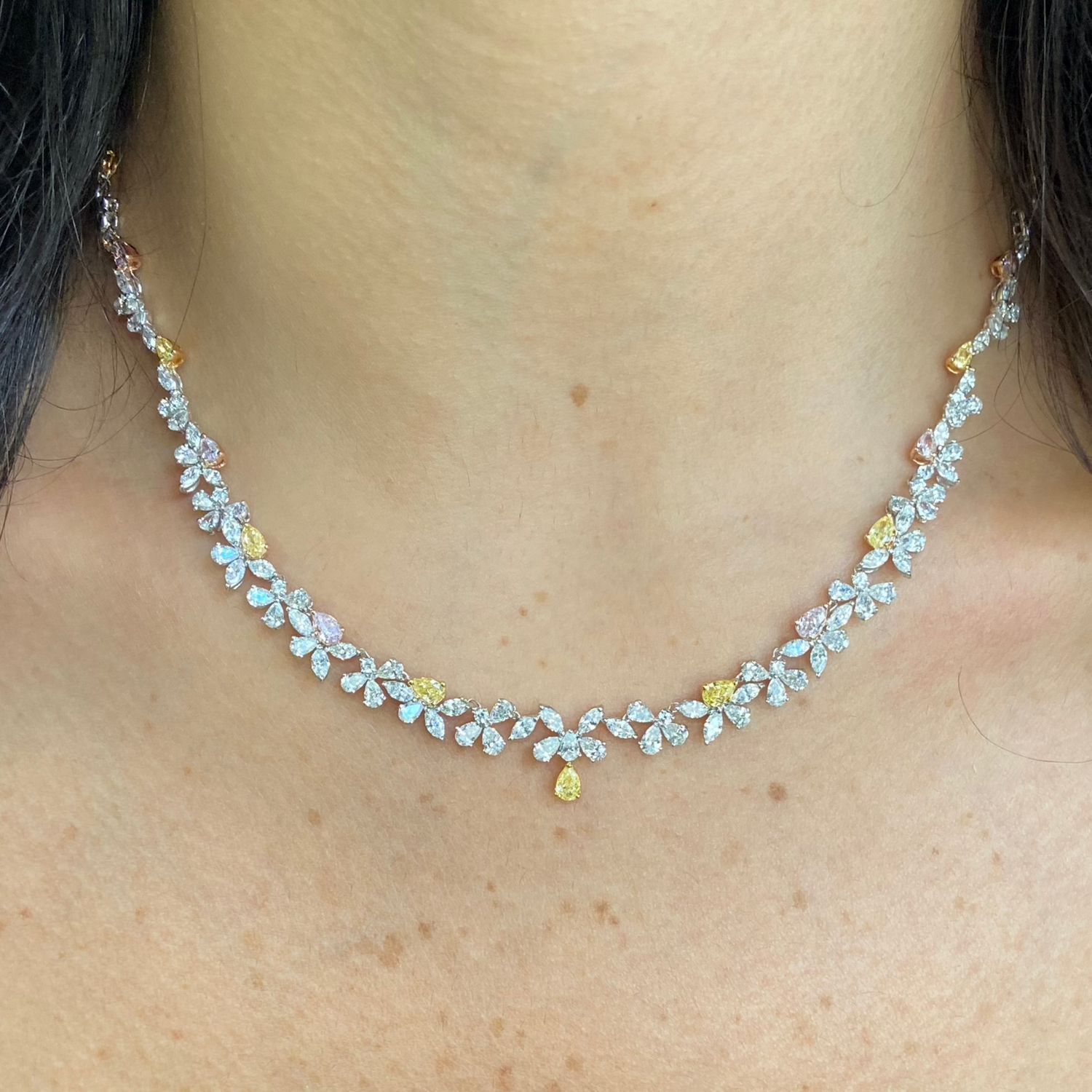 Pink diamond necklace, handcrafted by Rare Colors by Namdar