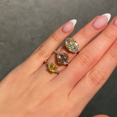 3 Carat Fancy Brown-Yellow Step Oval Diamond Engagement Ring