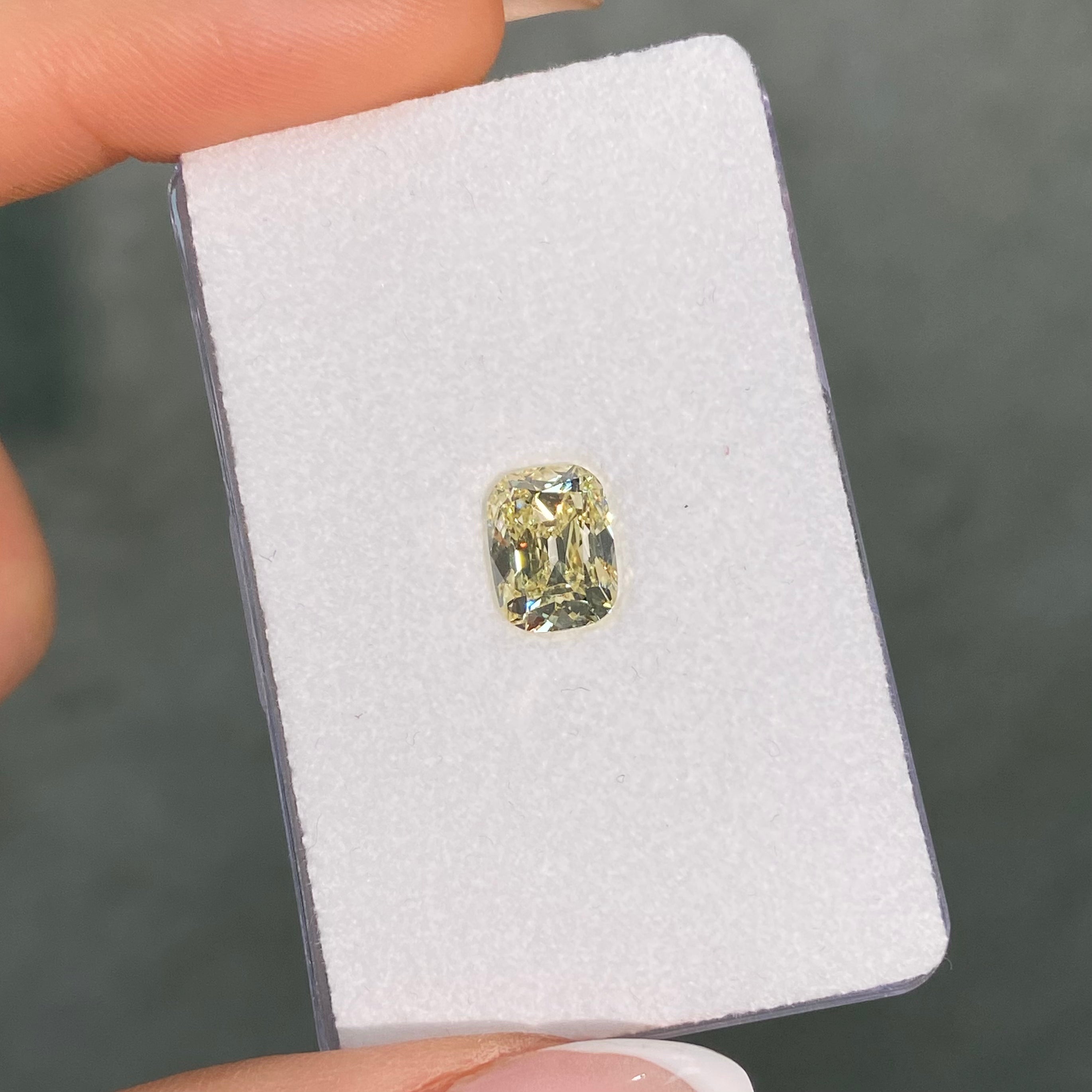 2.5ct Fancy Yellow Old Mine Cushion Cut Diamond