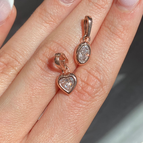 Pink Heart Shape Diamond Charm