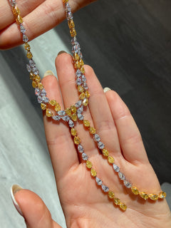 Yellow and White Diamond Double Lariat Necklace