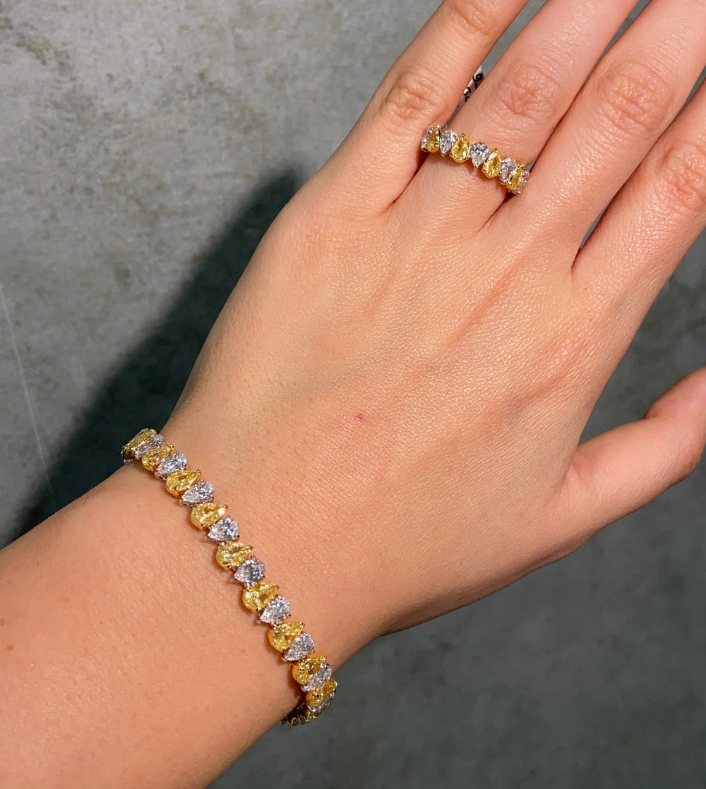 Yellow Pear diamond bracelet at Rare Colors by Namdar, 5th Avenue New York