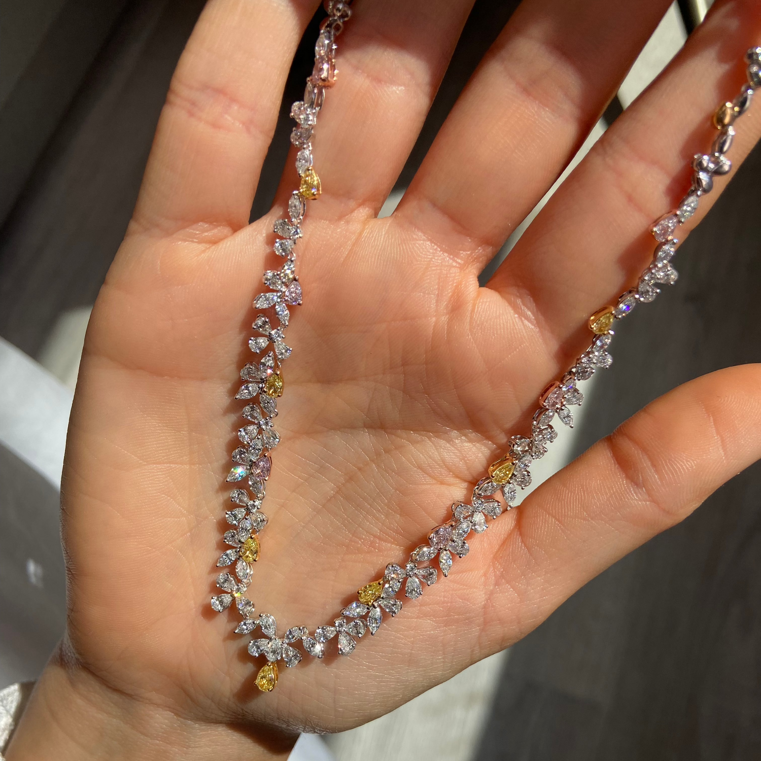 Pink necklace — color diamond specialists Rare Colors by Namdar