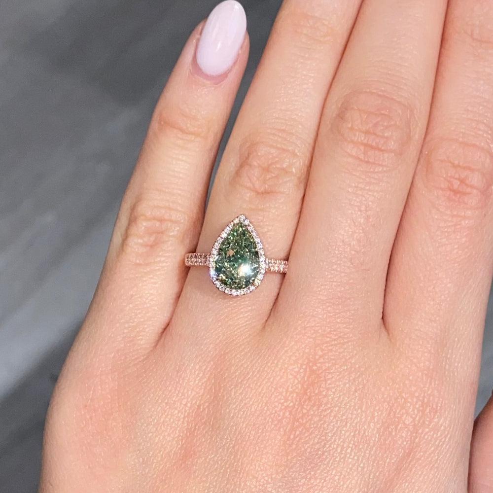 Rare Colors by Namdar 3.39ct Green Pear diamond ring, New York City