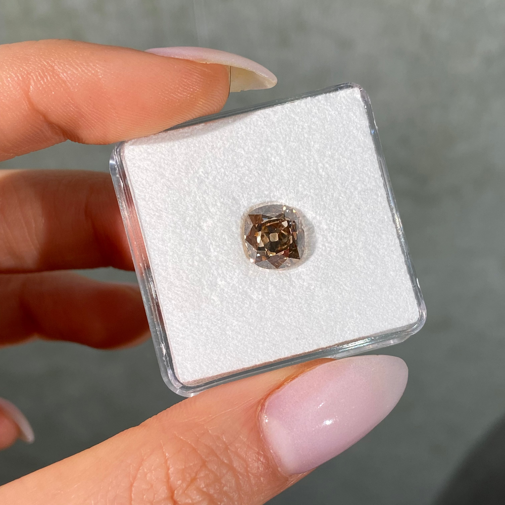 3 Carat Old Mine Cushion Cut Champagne Diamond