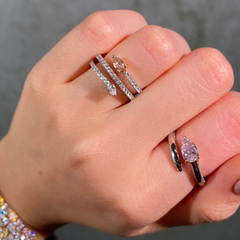 Pink Pear Diamond Platinum Spiral Ring