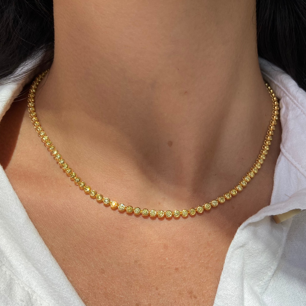 Intense Yellow Round diamond necklace at Rare Colors by Namdar, 5th Avenue New York