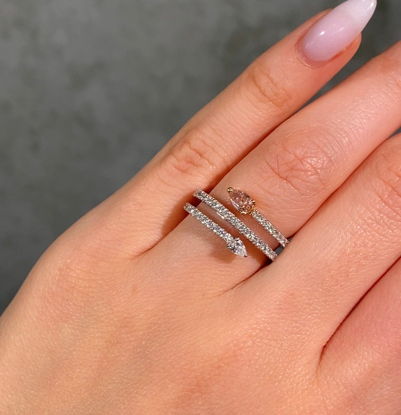 0.90 Carat Pink Pear Diamond Spiral Ring