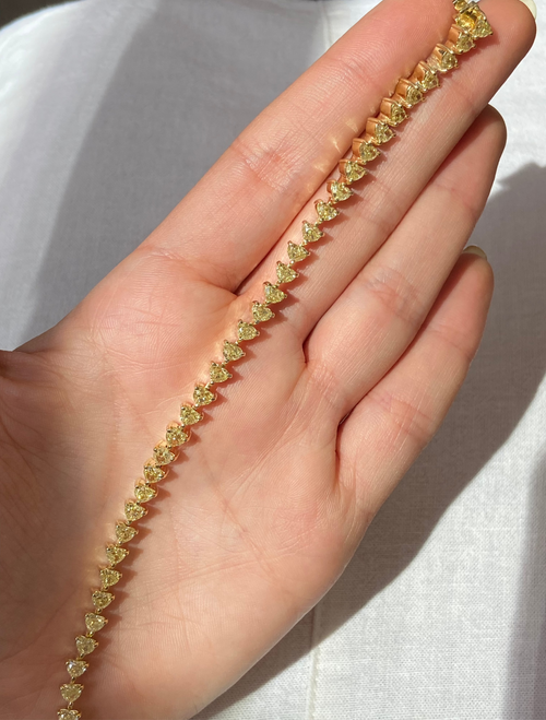 Yellow Heart Diamond Tennis Bracelet