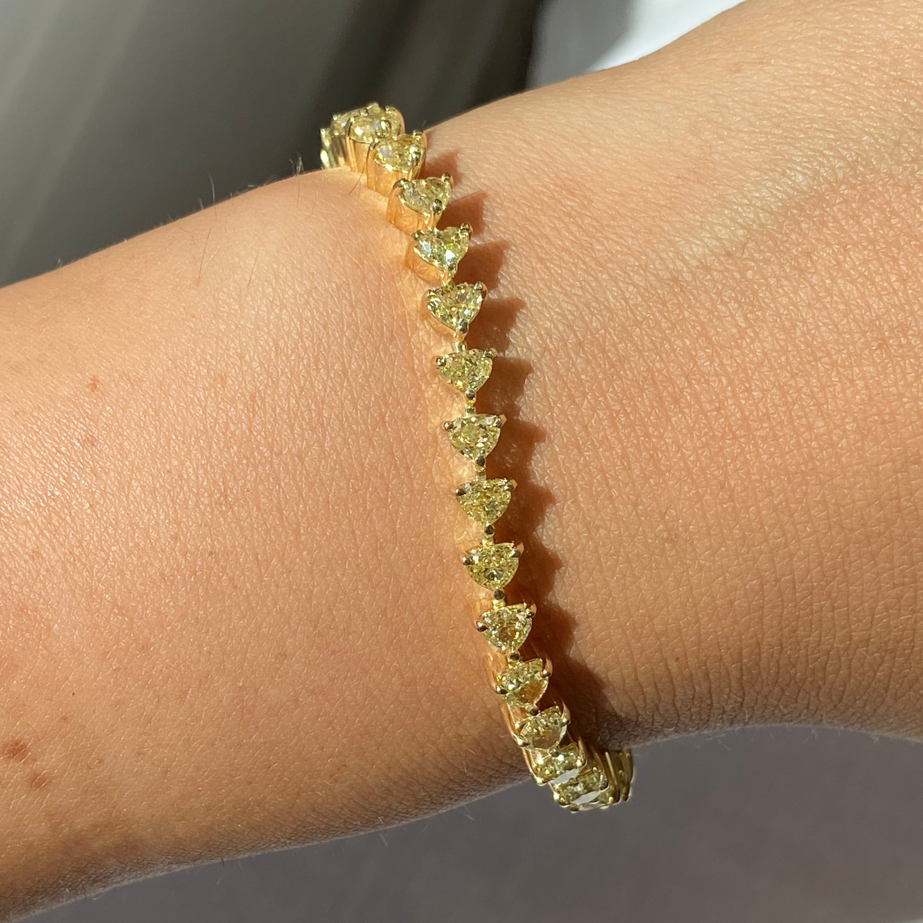 Yellow Heart Diamond Tennis Bracelet