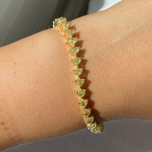 Yellow Heart Diamond Tennis Bracelet