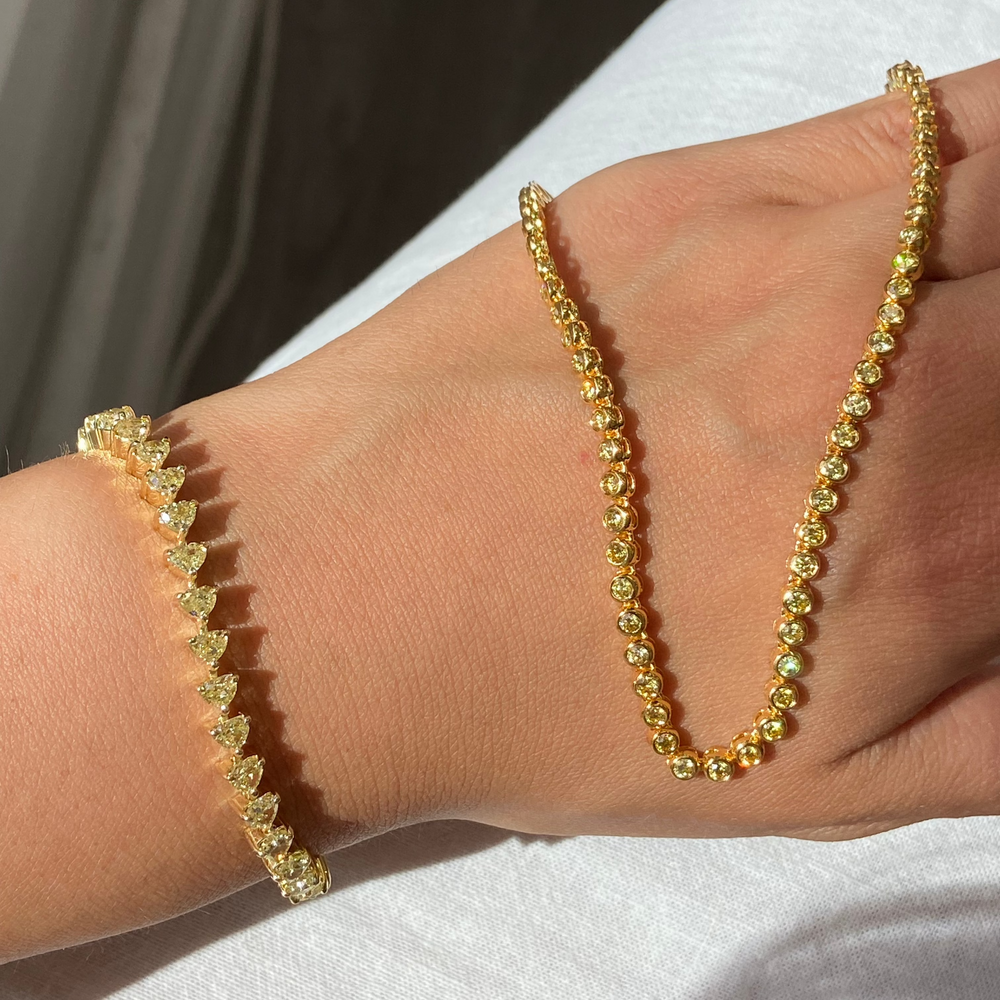 Yellow Heart diamond tennis bracelet at Rare Colors by Namdar, 5th Avenue New York
