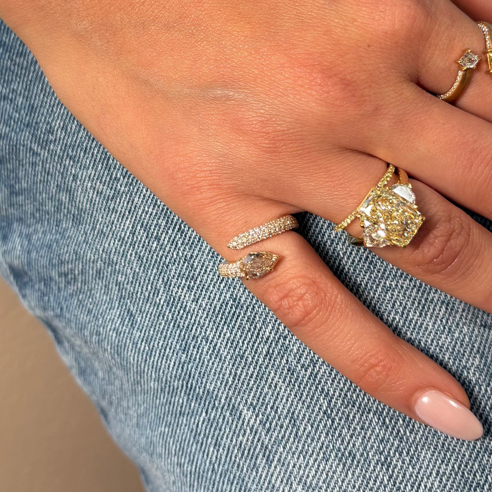 Champagne Diamond Pavé Spiral Ring