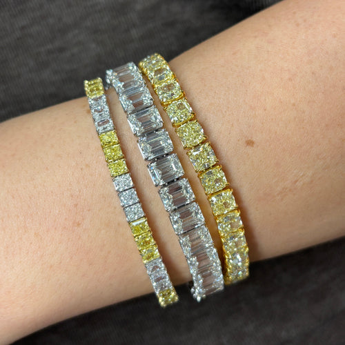 15 Carat 3:3 Yellow and White Diamond Tennis Bracelet