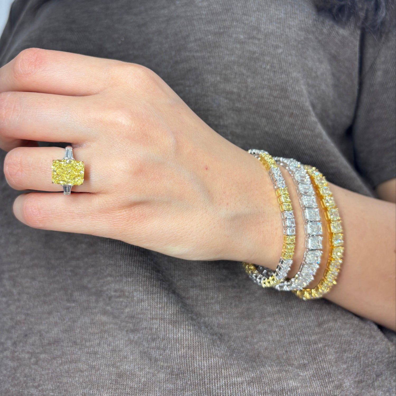 6ct Intense Yellow Elongated Radiant diamond engagement ring by Rare Colors by Namdar, New York City