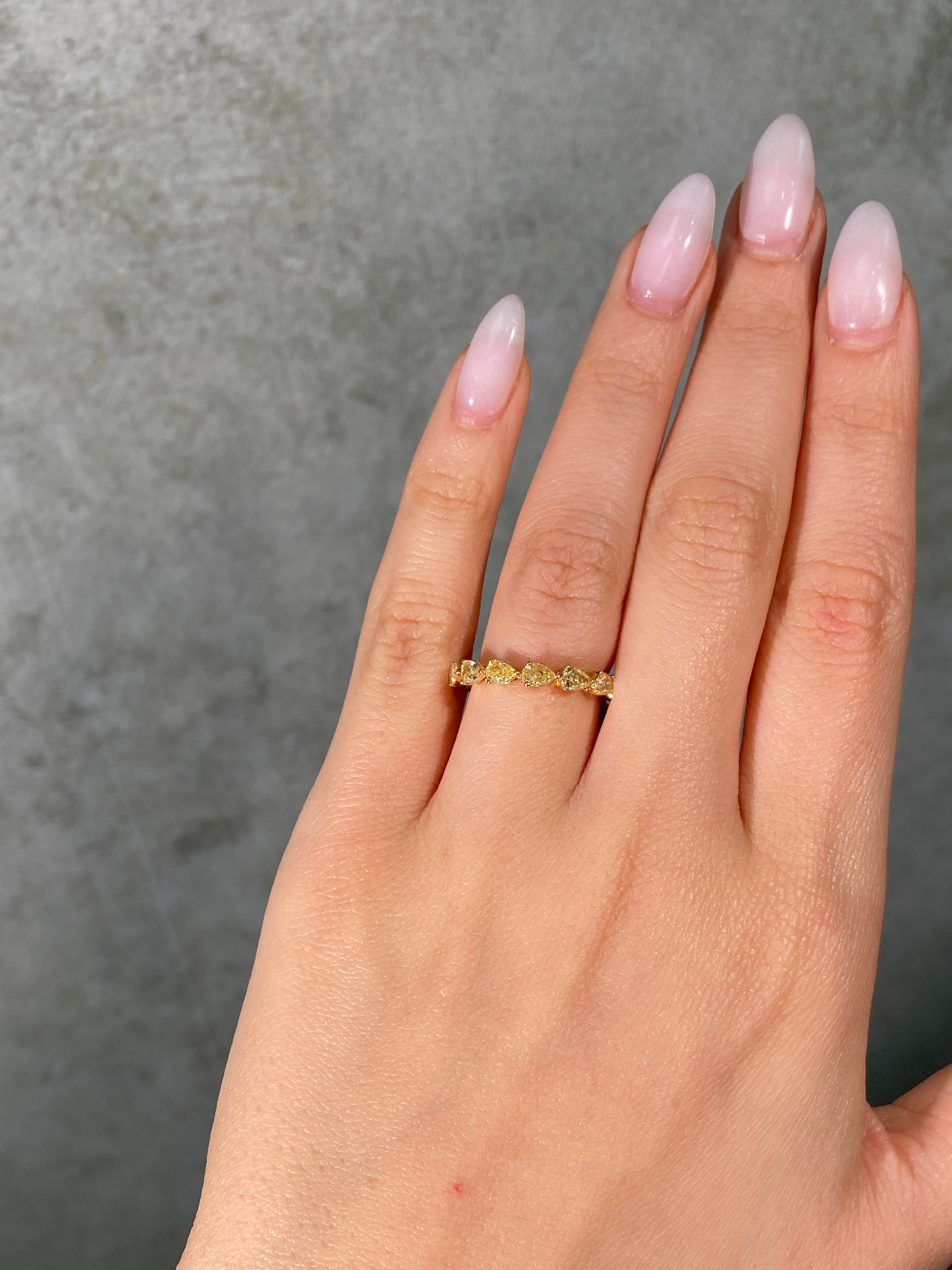 Intense Yellow Pear Diamond Eternity Band