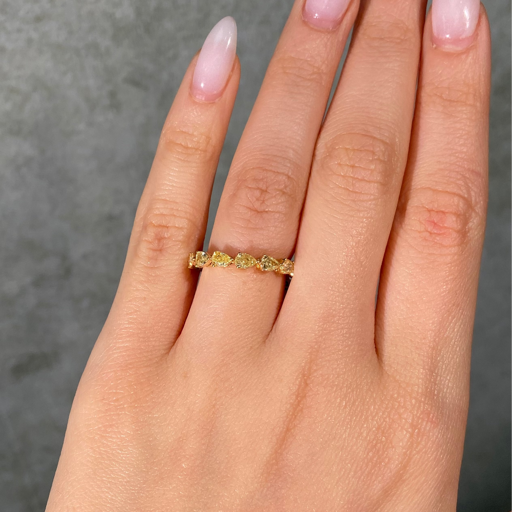 Intense Yellow Pear diamond eternity band at Rare Colors by Namdar, 5th Avenue New York