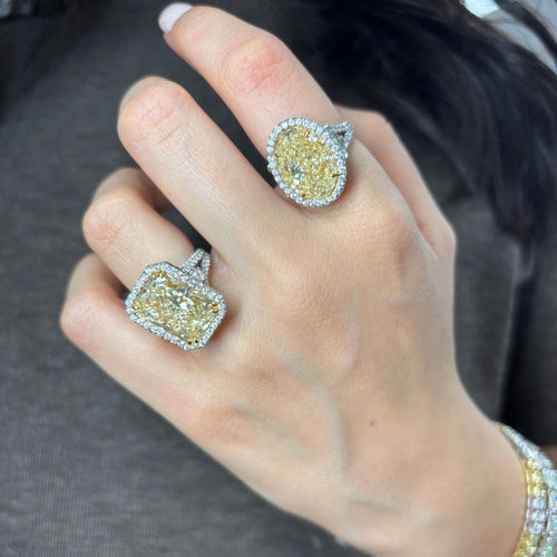10.77ct Yellow Oval Diamond Halo Engagement Ring