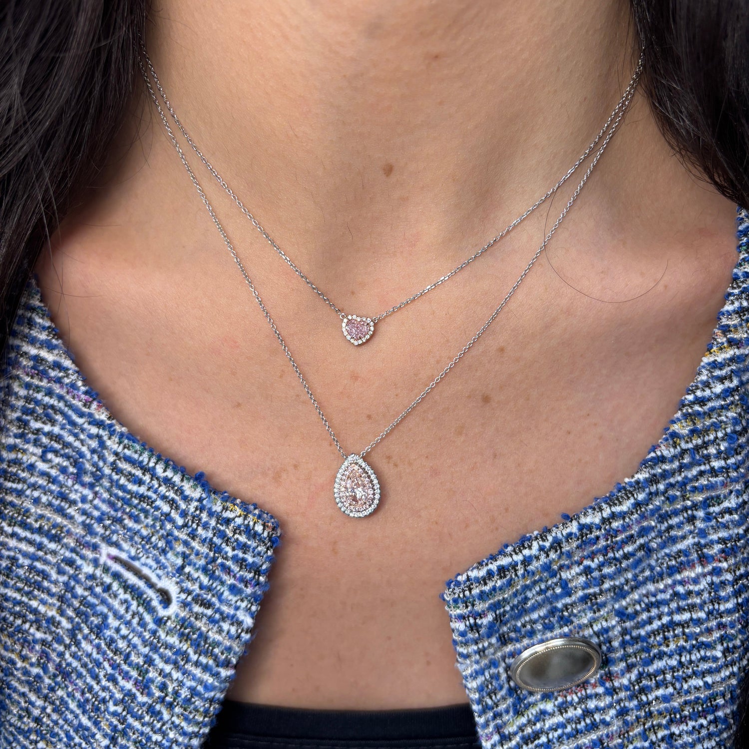1ct Pink Pear diamond pendant, handcrafted by Rare Colors by Namdar