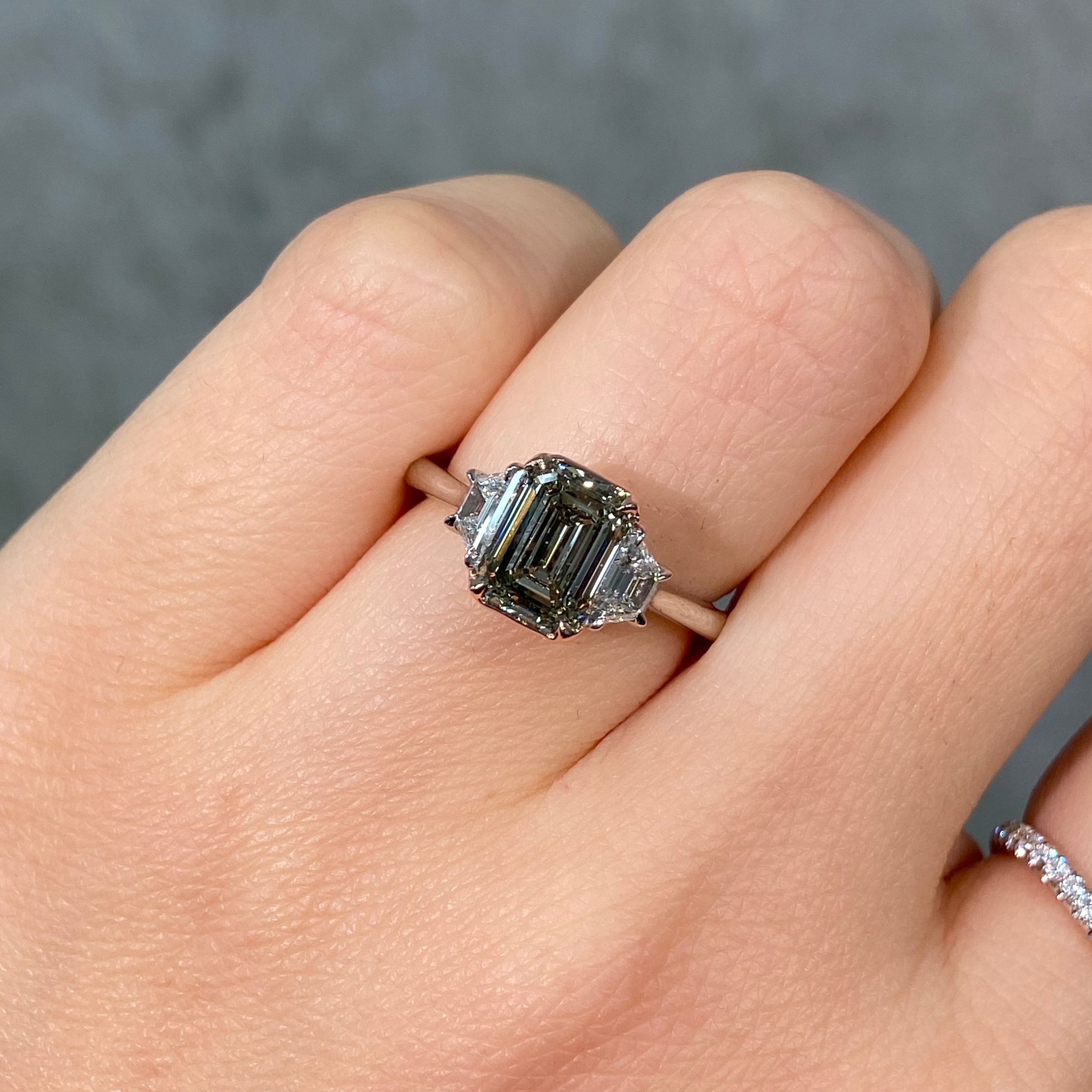 2 Carat Chameleon Green Emerald Diamond Engagement Ring