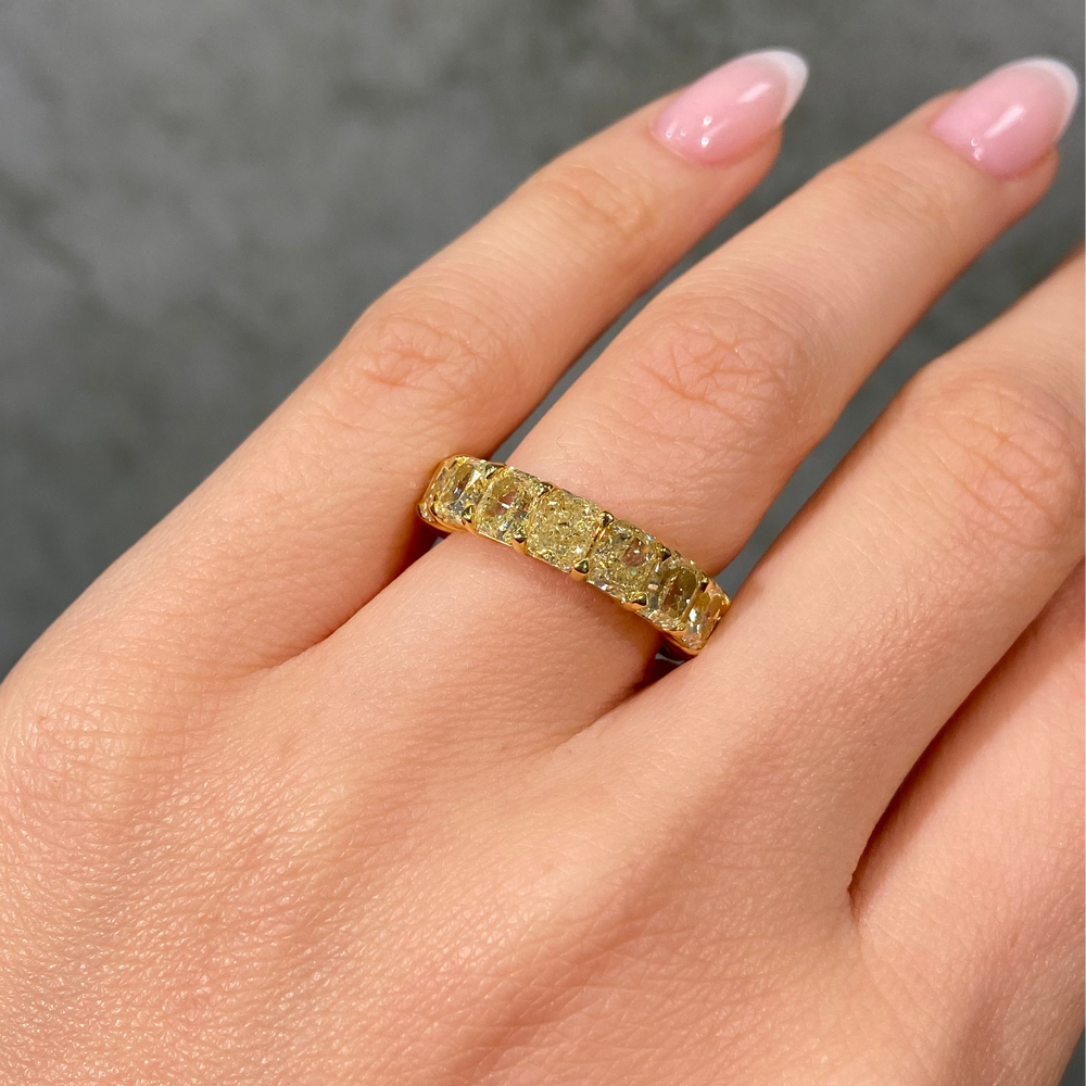 8.6 Carat Fancy Light Yellow Radiant Diamond Eternity Band