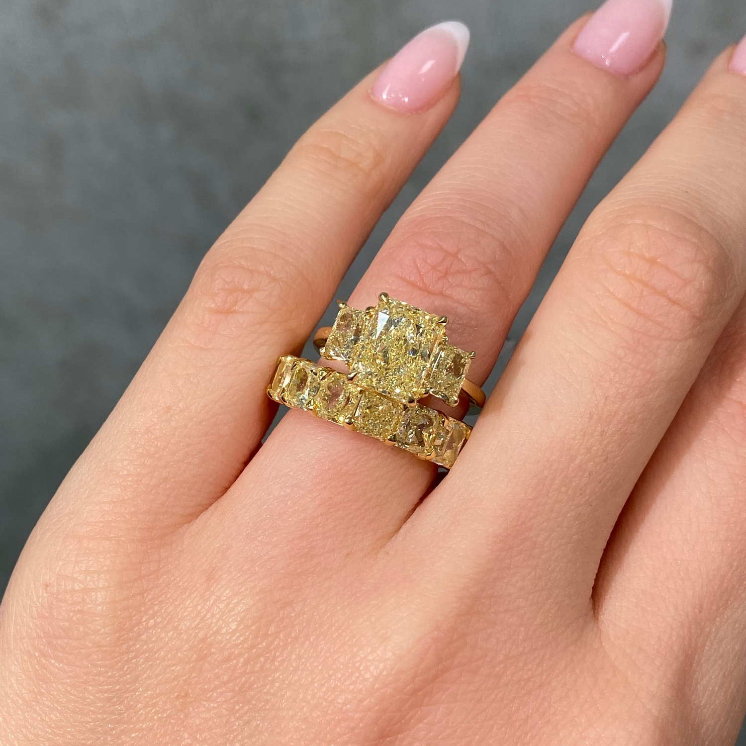 8.6 Carat Fancy Light Yellow Radiant Diamond Eternity Band