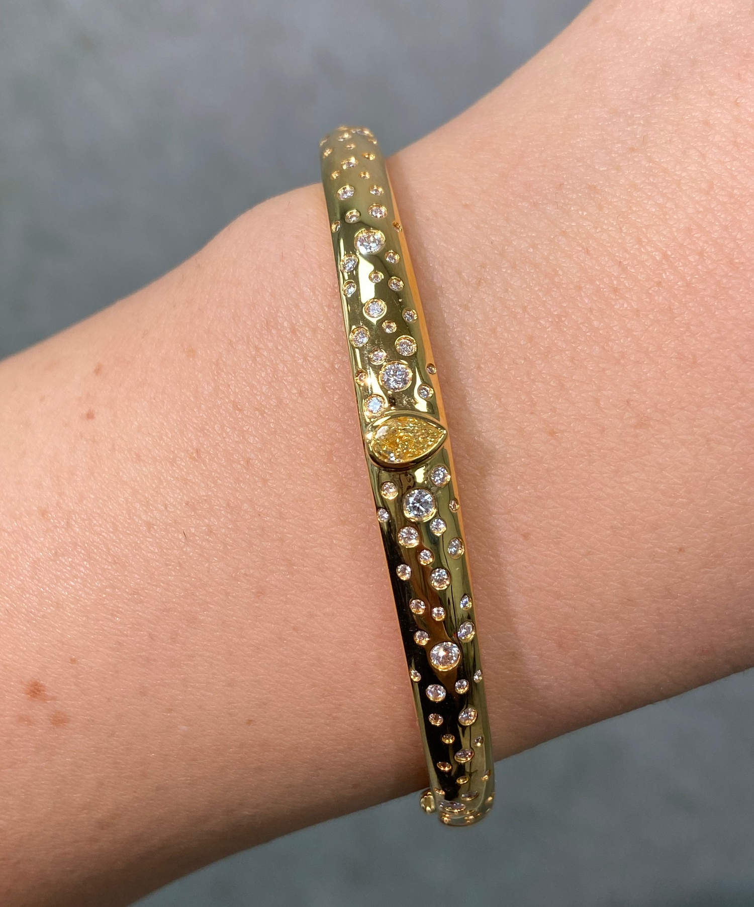 Yellow Pear diamond bracelet at Rare Colors by Namdar, 5th Avenue New York