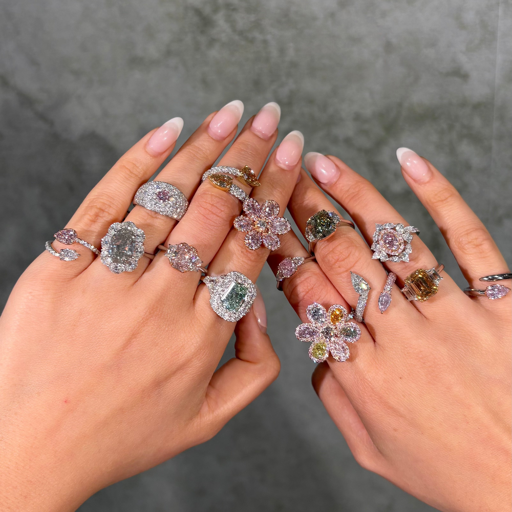 Rare Multicolor Diamond Flower Ring