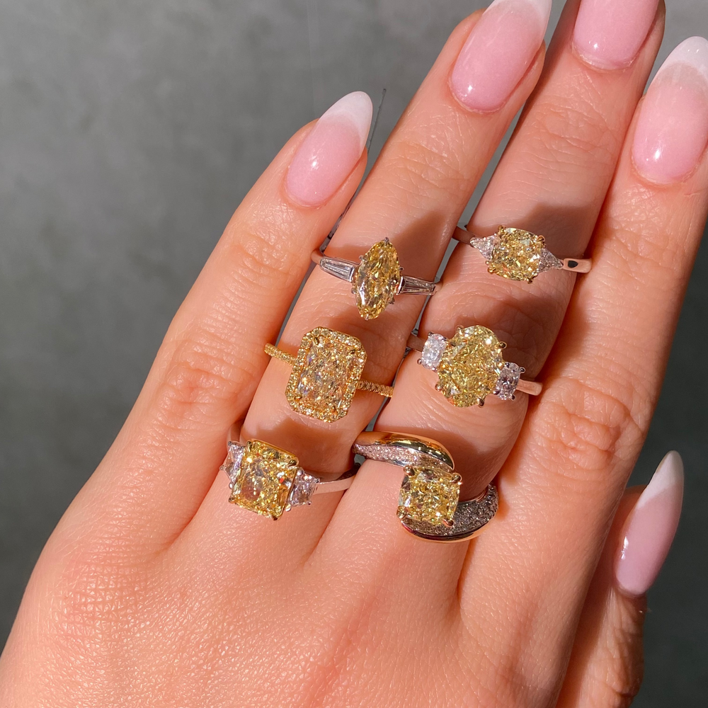 Rare Colors by Namdar 1.40ct Fancy Intense Yellow Marquise diamond ring, New York City
