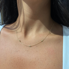 yellow diamond necklace on female