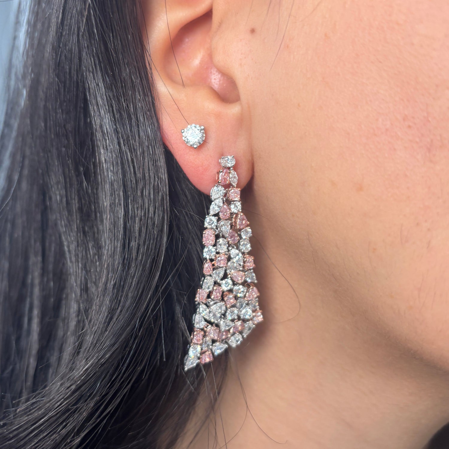 Pink chandelier earrings — color diamond specialists Rare Colors by Namdar