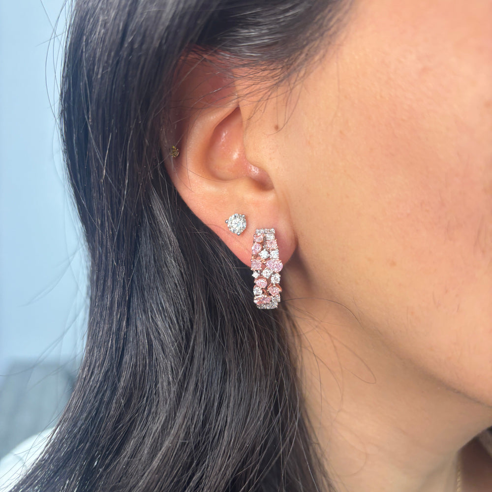 Pink diamond hoop earrings by Rare Colors by Namdar, New York City