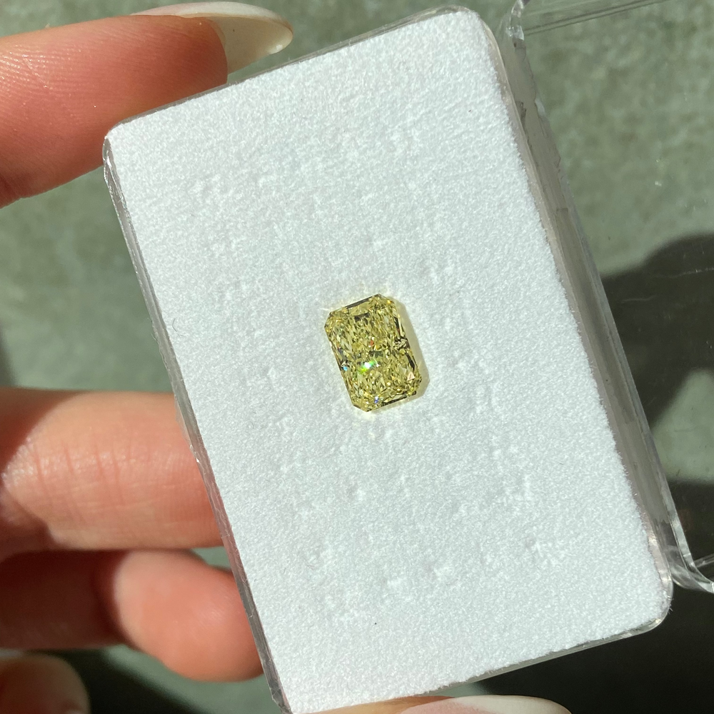 2.22 Carat Fancy Yellow Elongated Radiant Cut Diamond