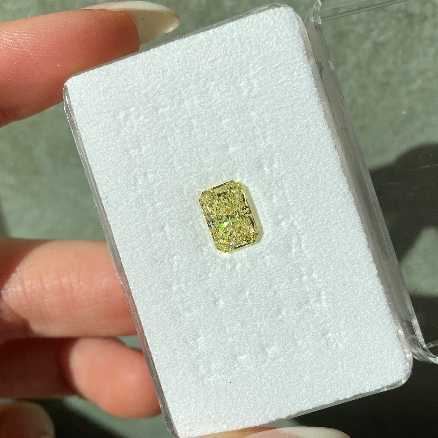 2.22 Carat Fancy Yellow Elongated Radiant Cut Diamond