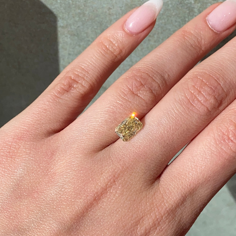 2.22 Carat Fancy Yellow Elongated Radiant Cut Diamond
