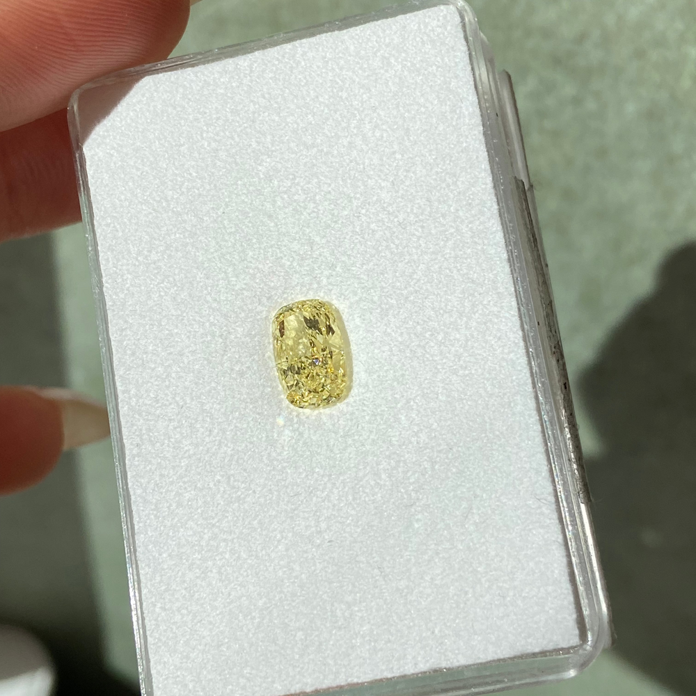 2.06 Carat Fancy Yellow Elongated Cushion Cut Diamond
