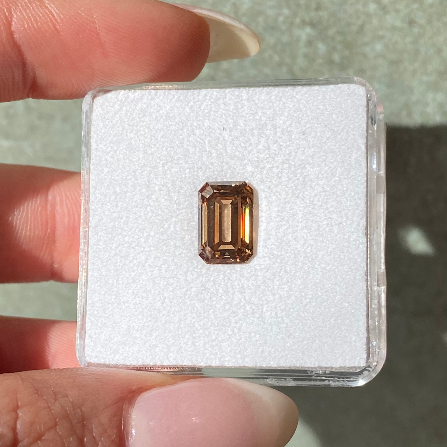 3 Carat Dark Champagne Emerald Cut Diamond
